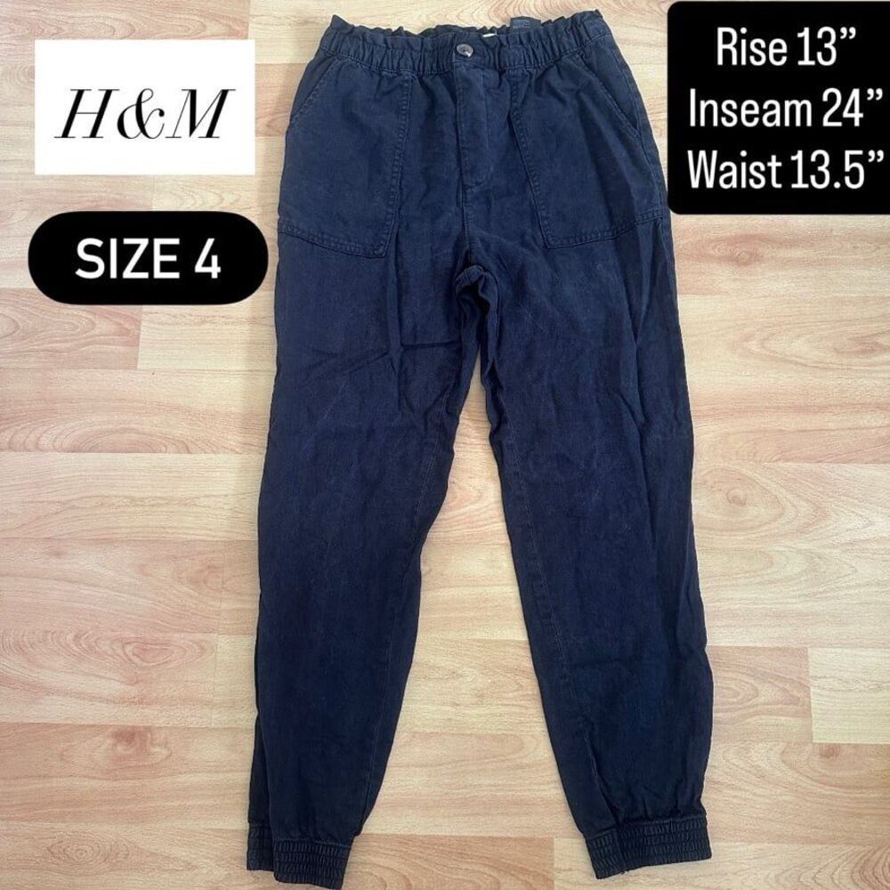 NWOT H&M Black Jogger / Cargo Pants w/ Cuffed Ankles, size 4